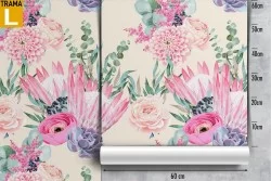 Carta da Parati decorazione fiori rosa raffinata.