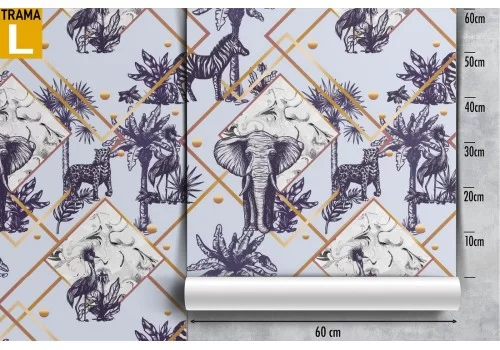 Carta da Parati animali tropicali e forme geometriche. 2