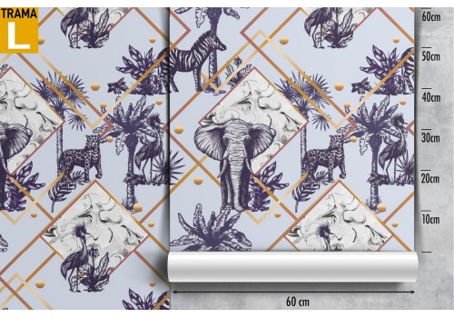 Tropical animals and geometric shapes wallpaper. 2