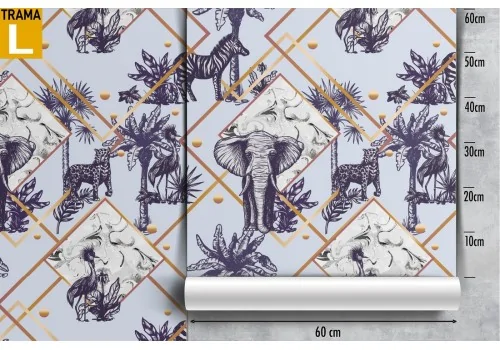 Tropical animals and geometric shapes wallpaper. 2