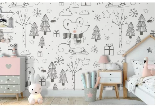 Carta da Parati bambini topolino pattern.