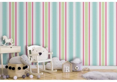 Wallpaper with classic stripes pattern for children.