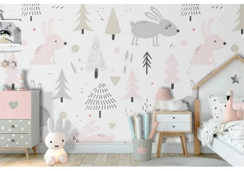 Children's wallpaper forest decoration.