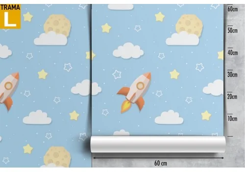 Children's wallpaper sky and rockets. 2