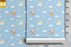 Wallpaper Decorations and Patterns Airplanes Rockets Hot Air Balloons