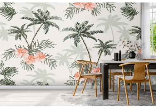 Tropical palm pattern wallpaper.
