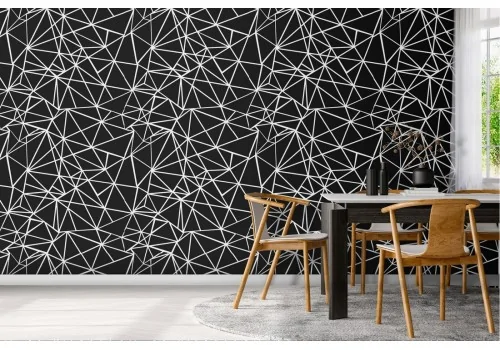 Wallpaper with stylized geometric lines pattern.