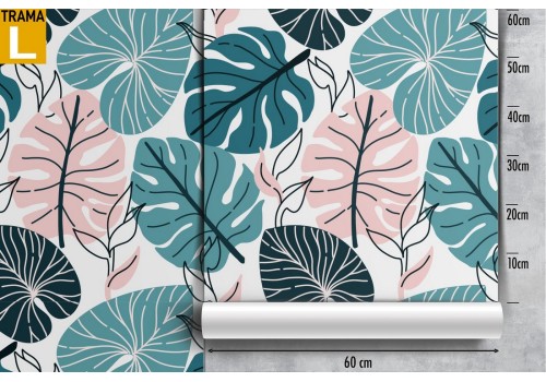 Green tropical wide leaves pattern wallpaper. 2