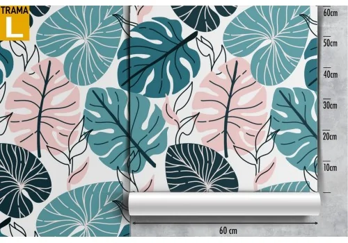 Green tropical wide leaves pattern wallpaper. 2