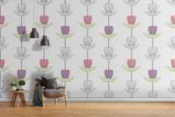 Wallpaper pattern nature stylized flowers.