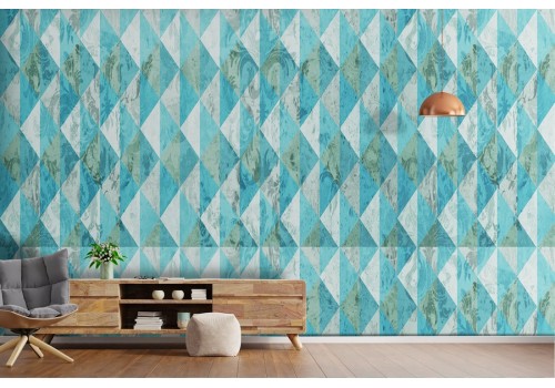 Geometric diamond pattern wallpaper.