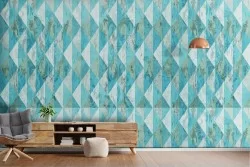 Geometric diamond pattern wallpaper.