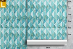 Geometric diamond pattern wallpaper.