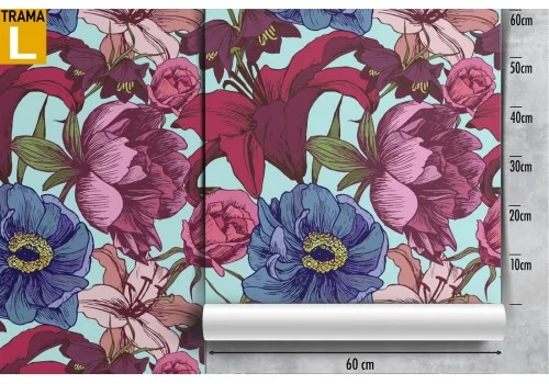 Carta da Parati pattern natura fiori astratti rossi. 2