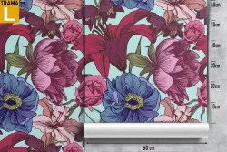 Carta da Parati pattern natura fiori astratti rossi.