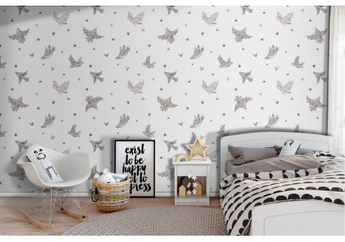 Children's wallpaper decoration birds.