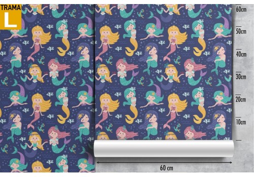 Mermaid children's wallpaper decoration. 2
