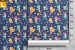 Carta da Parati decorazione bambini sirenette.