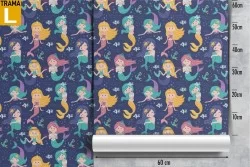 Mermaid children's wallpaper decoration.