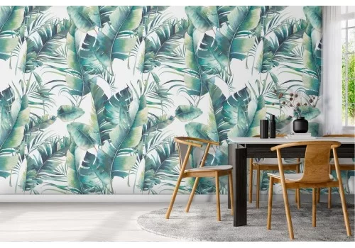 Carta da Parati pattern natura foglie verdi.