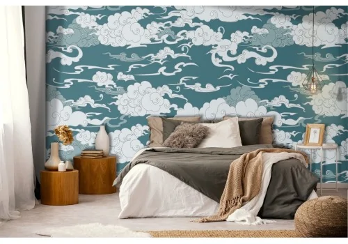 Wallpaper pattern clouds oriental design.
