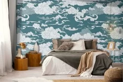 Wallpaper pattern clouds eastern design.
