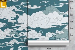 Carta da Parati pattern nuvole design orientale.