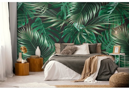 Modern nature tropical leaves pattern wallpaper.