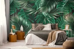 Modern nature tropical leaves pattern wallpaper.