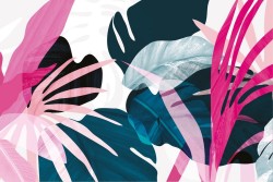 Wallpaper Design and Styles Abstract Flora and Fauna Tropical Leaves