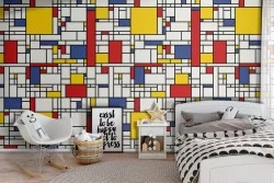 Wallpaper Geometric Pattern Bricks for Children.