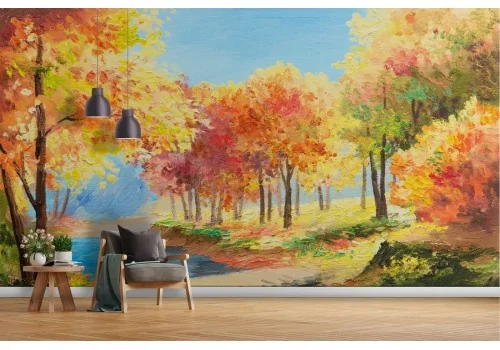 Wallpaper painted forest landscape 2