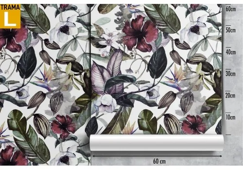 Carta da Parati pattern moderno foglie e fiori. 2