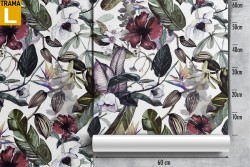 Carta da Parati pattern moderno foglie e fiori.