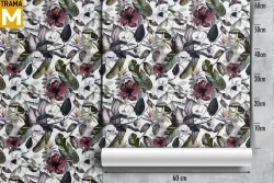 Carta da Parati Fiori Foglie Moderna Natura