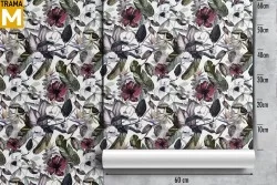 Modern Nature Wallpaper with Flowers and Leaves