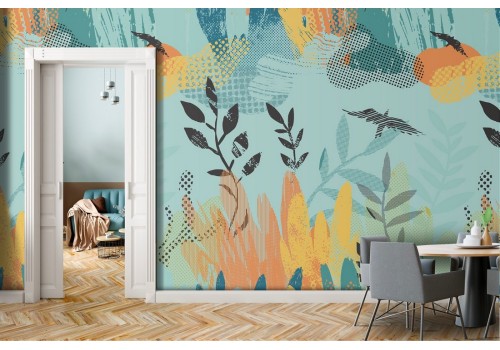 Wallpaper decoration abstract nature leaves.