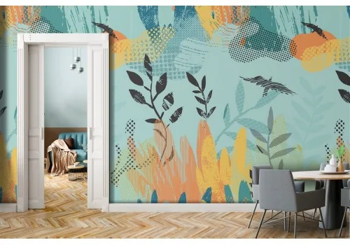 Wallpaper decoration abstract nature leaves.