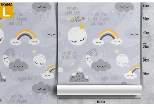 Children's wallpaper with moon and rainbows. 2