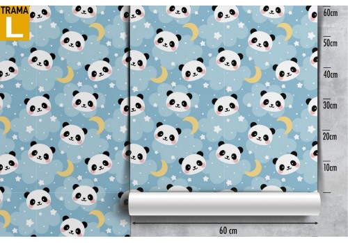 Panda and moons children's wallpaper decoration. 2