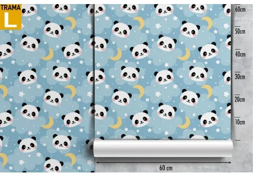 Panda and moons children's wallpaper decoration. 2