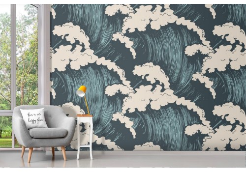 Wallpaper decoration stylized sea waves.