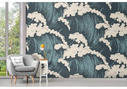 Wallpaper decoration stylized sea waves.