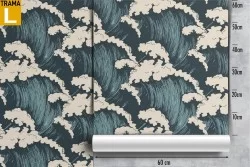 Carta da Parati decorazione onde mare stilizzate.