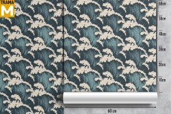 Modern Oriental Zen Wallpaper with Stripes and Waves