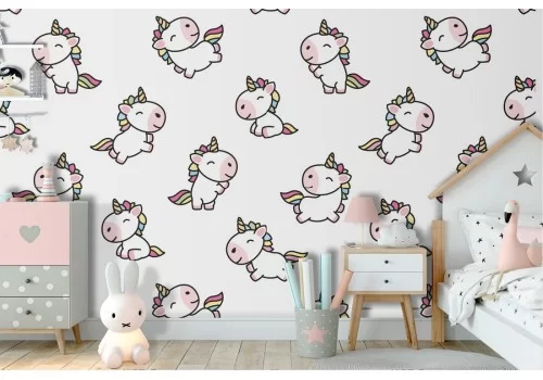 Carta da Parati bambini decorazione unicorno disegno.