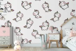 Carta da Parati bambini decorazione unicorno disegno.