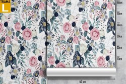 Wallpaper decoration vintage roses and leaves.