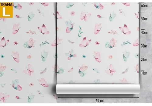 Carta da Parati decorazione bambini farfalle e nastri. 2