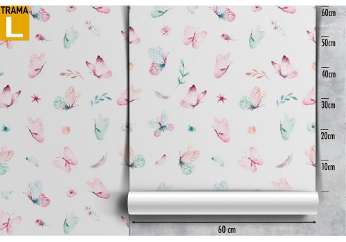 Wallpaper decoration for children with butterflies and ribbons. 2